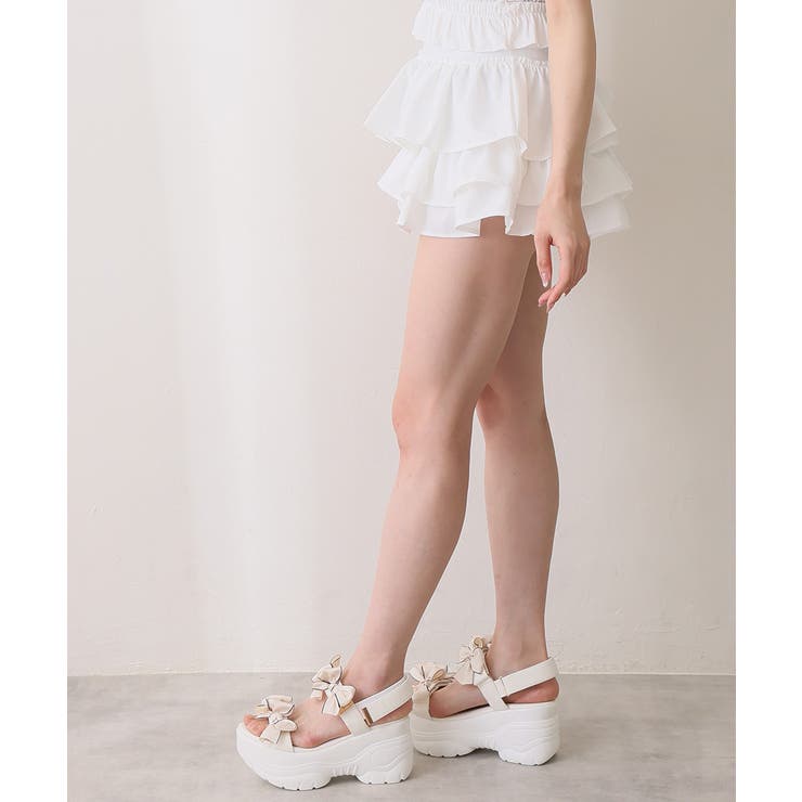 【26年春夏新作】厚底 リボンデザイン ベルクロ スポーツサンダル | DEMETER | 詳細画像30 