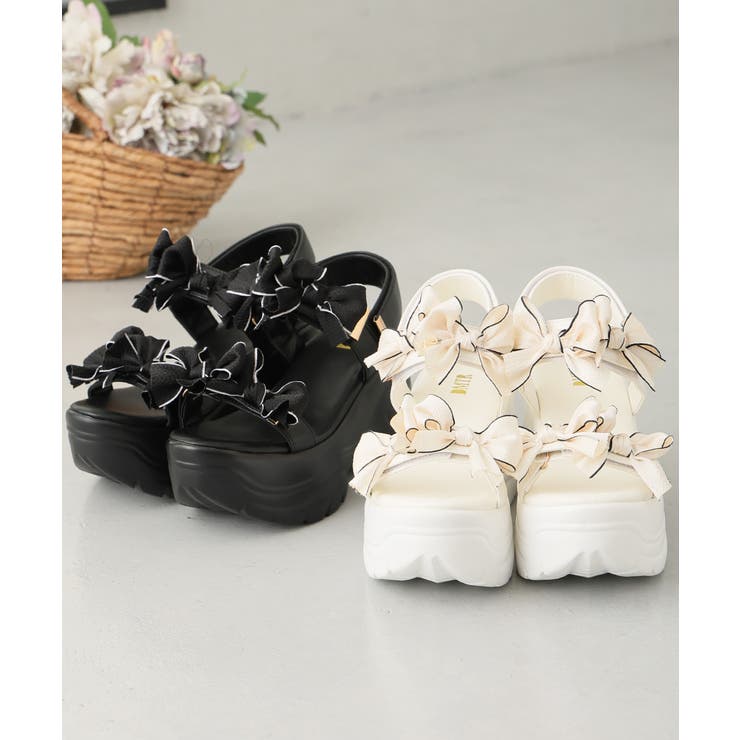 【26年春夏新作】厚底 リボンデザイン ベルクロ スポーツサンダル | DEMETER | 詳細画像33 