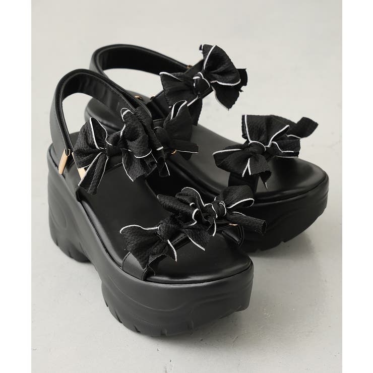 【26年春夏新作】厚底 リボンデザイン ベルクロ スポーツサンダル | DEMETER | 詳細画像34 