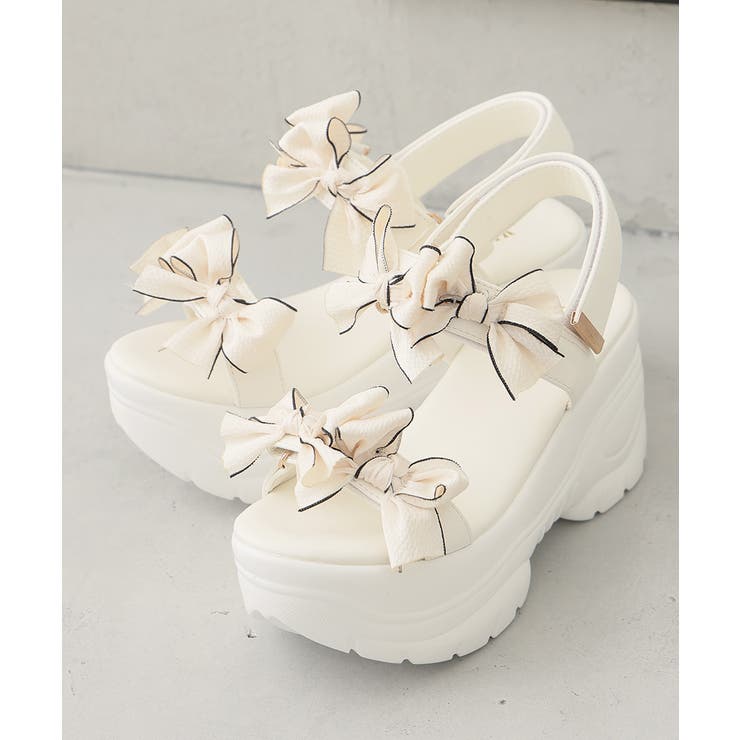 【26年春夏新作】厚底 リボンデザイン ベルクロ スポーツサンダル | DEMETER | 詳細画像42 