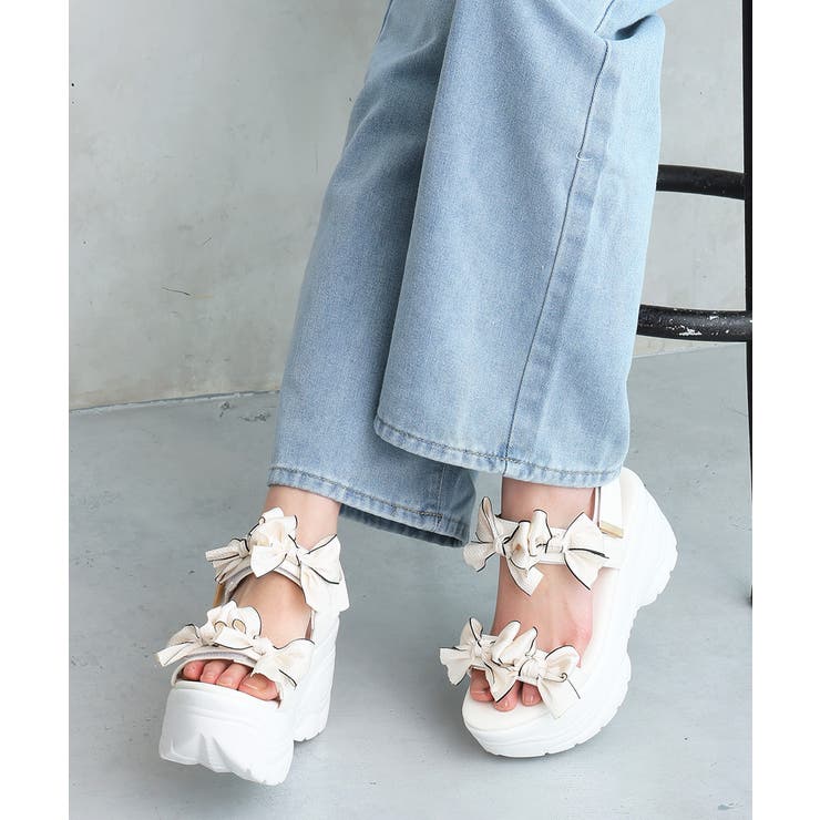 【26年春夏新作】厚底 リボンデザイン ベルクロ スポーツサンダル | DEMETER | 詳細画像49 