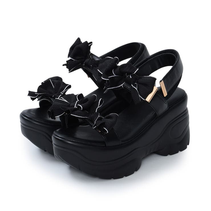 【26年春夏新作】厚底 リボンデザイン ベルクロ スポーツサンダル | DEMETER | 詳細画像62 