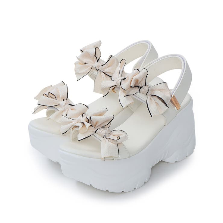 【26年春夏新作】厚底 リボンデザイン ベルクロ スポーツサンダル | DEMETER | 詳細画像63 