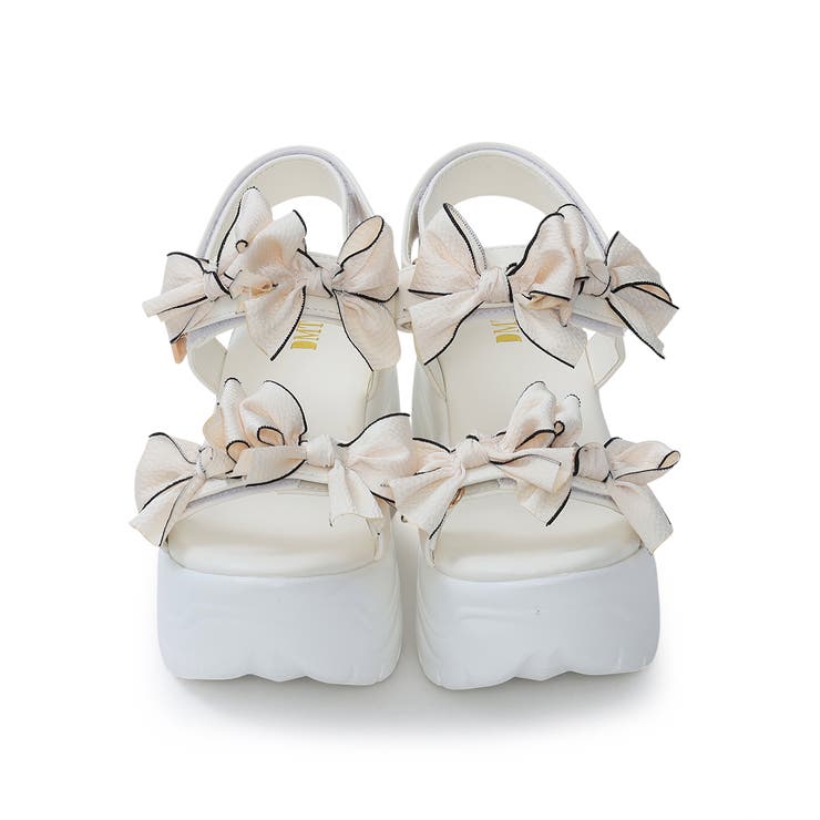 【26年春夏新作】厚底 リボンデザイン ベルクロ スポーツサンダル | DEMETER | 詳細画像64 