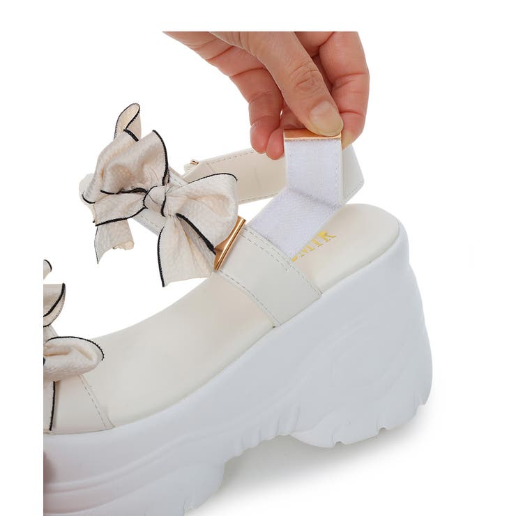 【26年春夏新作】厚底 リボンデザイン ベルクロ スポーツサンダル | DEMETER | 詳細画像69 