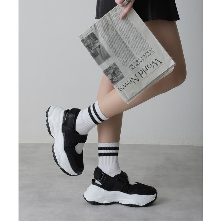 ブラック/ホワイト | 軽量 厚底 ボリュームソール | DEMETER