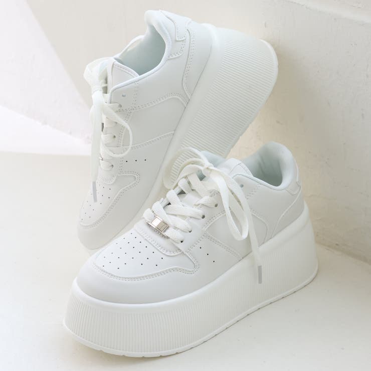 【24年春夏新作】厚底 プラットフォーム レースアップ コートスニーカー | DEMETER | 詳細画像15 