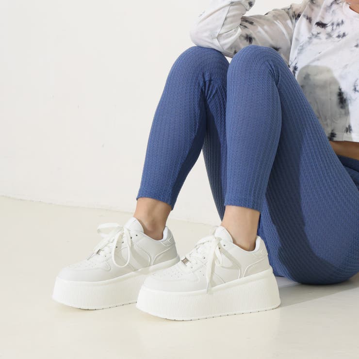 【24年春夏新作】厚底 プラットフォーム レースアップ コートスニーカー | DEMETER | 詳細画像16 