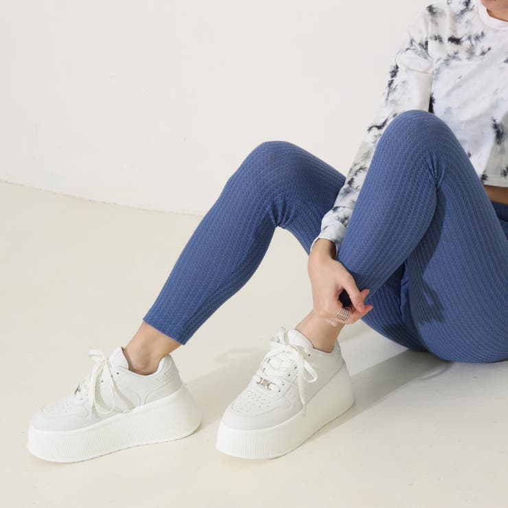 【24年春夏新作】厚底 プラットフォーム レースアップ コートスニーカー | DEMETER | 詳細画像17 