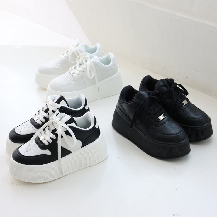 【24年春夏新作】厚底 プラットフォーム レースアップ コートスニーカー | DEMETER | 詳細画像2 