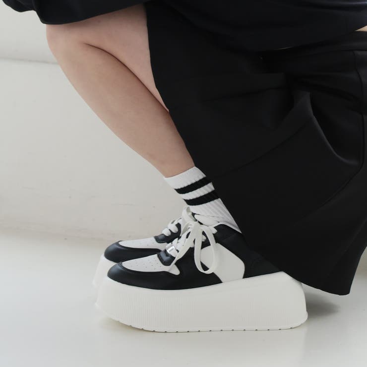 【24年春夏新作】厚底 プラットフォーム レースアップ コートスニーカー | DEMETER | 詳細画像28 