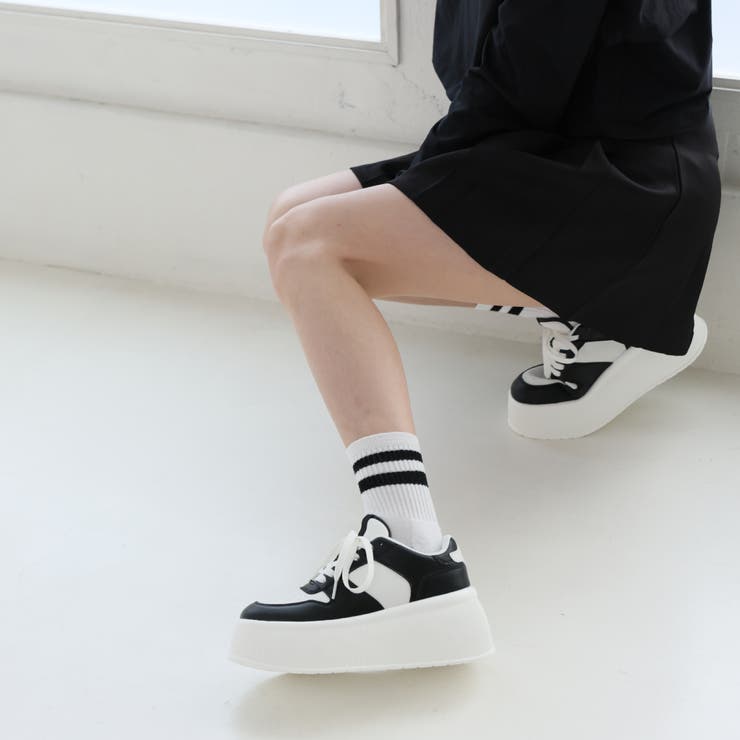 【24年春夏新作】厚底 プラットフォーム レースアップ コートスニーカー | DEMETER | 詳細画像29 