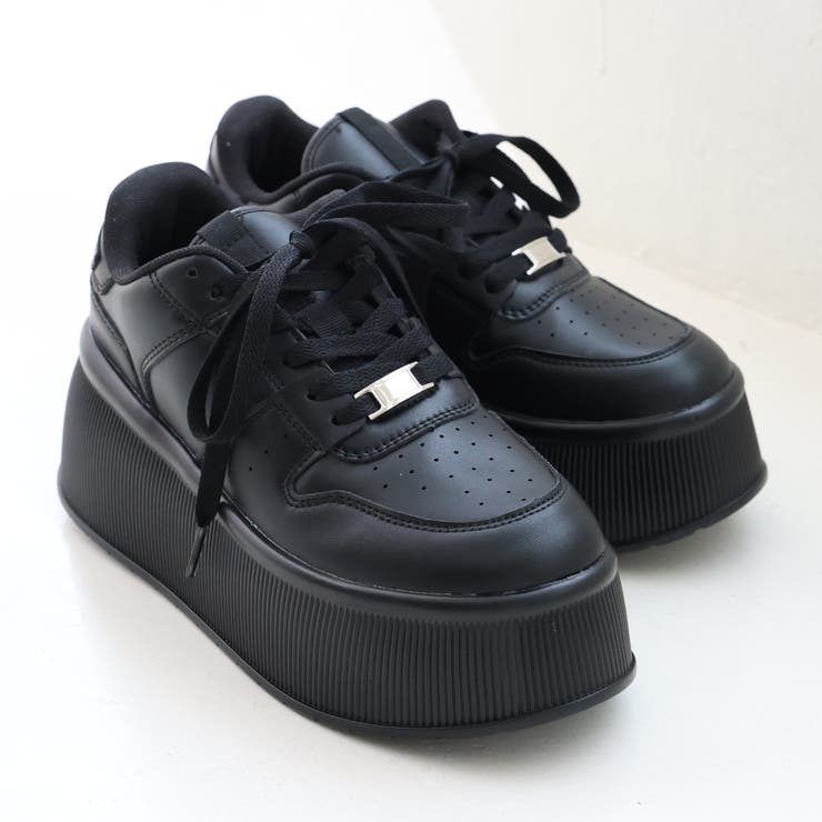 【24年春夏新作】厚底 プラットフォーム レースアップ コートスニーカー | DEMETER | 詳細画像3 