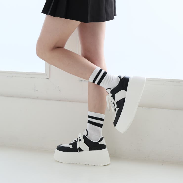 【24年春夏新作】厚底 プラットフォーム レースアップ コートスニーカー | DEMETER | 詳細画像31 