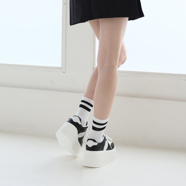 【24年春夏新作】厚底 プラットフォーム レースアップ コートスニーカー | DEMETER | 詳細画像32 