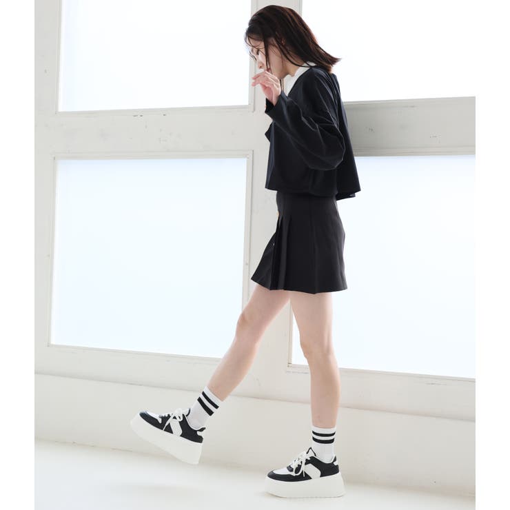 【24年春夏新作】厚底 プラットフォーム レースアップ コートスニーカー | DEMETER | 詳細画像33 