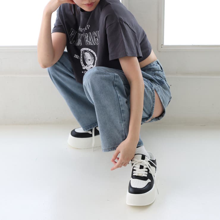 【24年春夏新作】厚底 プラットフォーム レースアップ コートスニーカー | DEMETER | 詳細画像34 