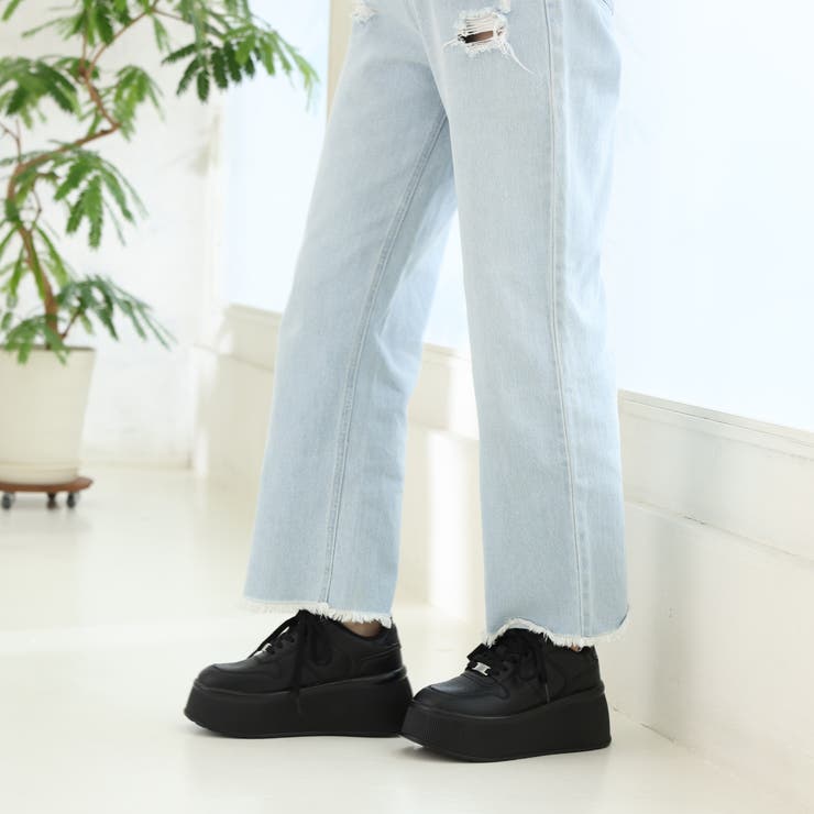 【24年春夏新作】厚底 プラットフォーム レースアップ コートスニーカー | DEMETER | 詳細画像6 