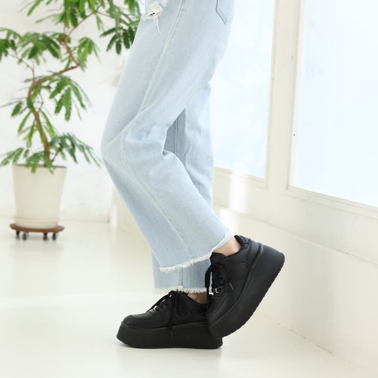 【24年春夏新作】厚底 プラットフォーム レースアップ コートスニーカー | DEMETER | 詳細画像7 