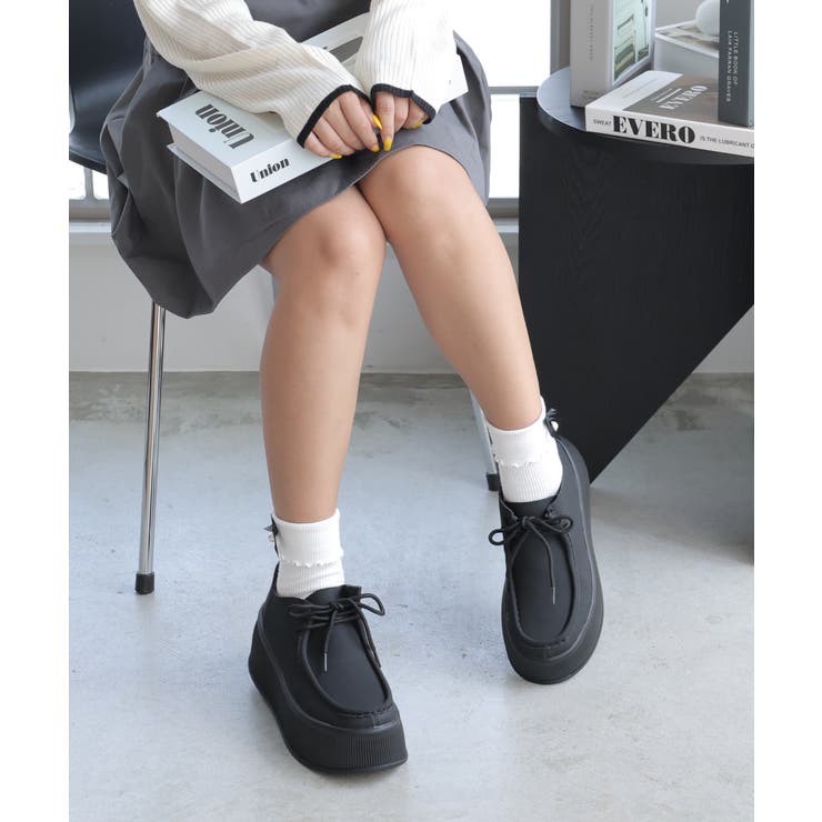 【24年秋冬新作】厚底 プラットフォーム スニーカーライク モカシンシューズ | DEMETER | 詳細画像4 