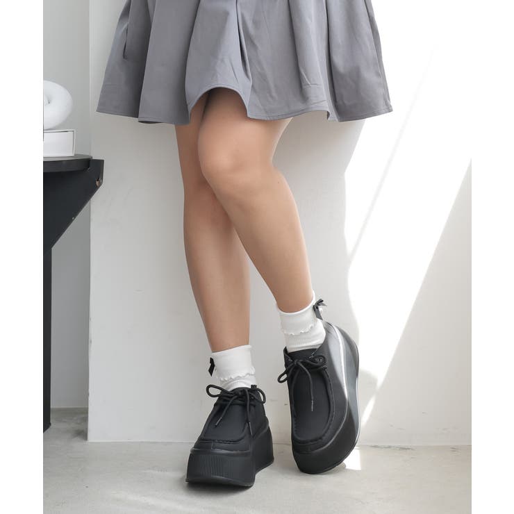 【24年秋冬新作】厚底 プラットフォーム スニーカーライク モカシンシューズ | DEMETER | 詳細画像6 