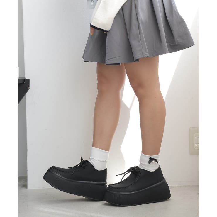 【24年秋冬新作】厚底 プラットフォーム スニーカーライク モカシンシューズ | DEMETER | 詳細画像7 