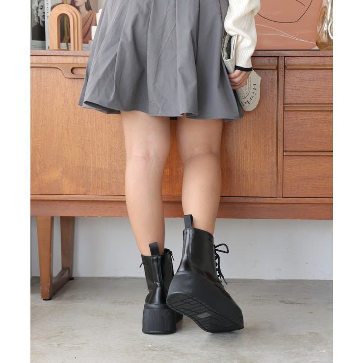 【24年秋冬新作】厚底 プラットフォーム レースアップ ショートブーツ | DEMETER | 詳細画像27 