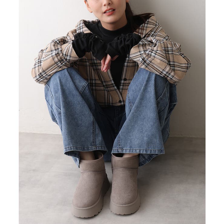 【24年秋冬再販】厚底ソール ボリュームファー ショート丈 ムートンブーツ | DEMETER | 詳細画像19 