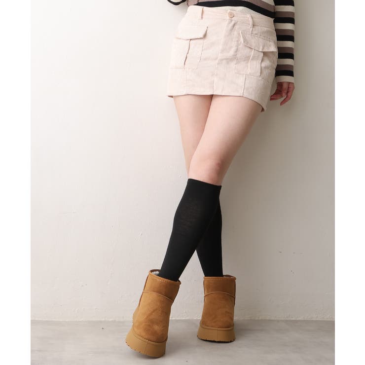 【24年秋冬再販】厚底ソール ボリュームファー ショート丈 ムートンブーツ | DEMETER | 詳細画像27 