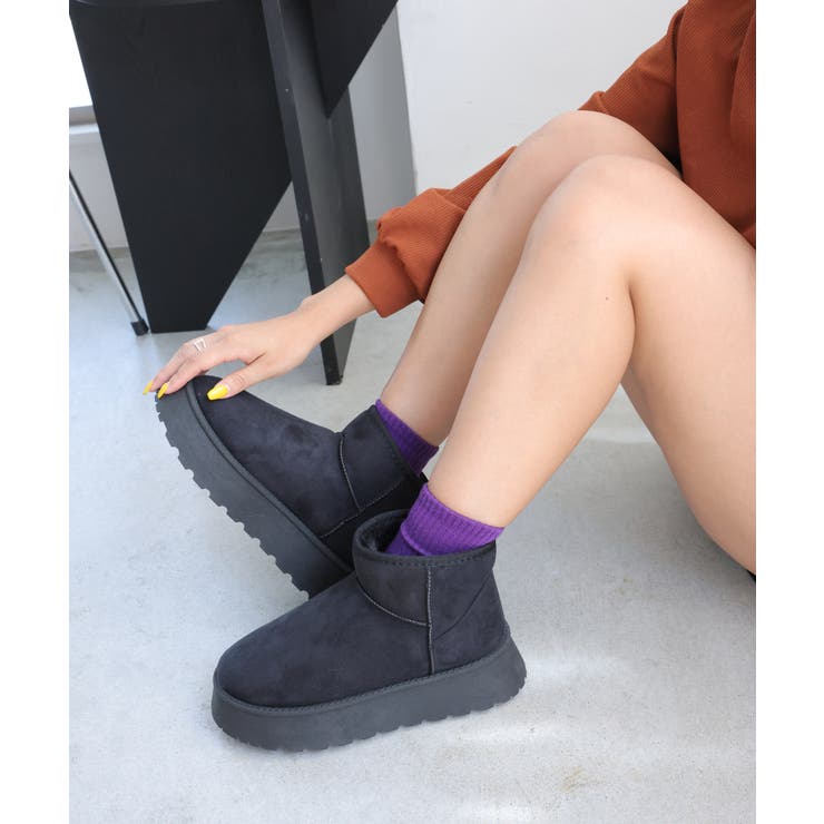 【24年秋冬再販】厚底ソール ボリュームファー ショート丈 ムートンブーツ | DEMETER | 詳細画像34 