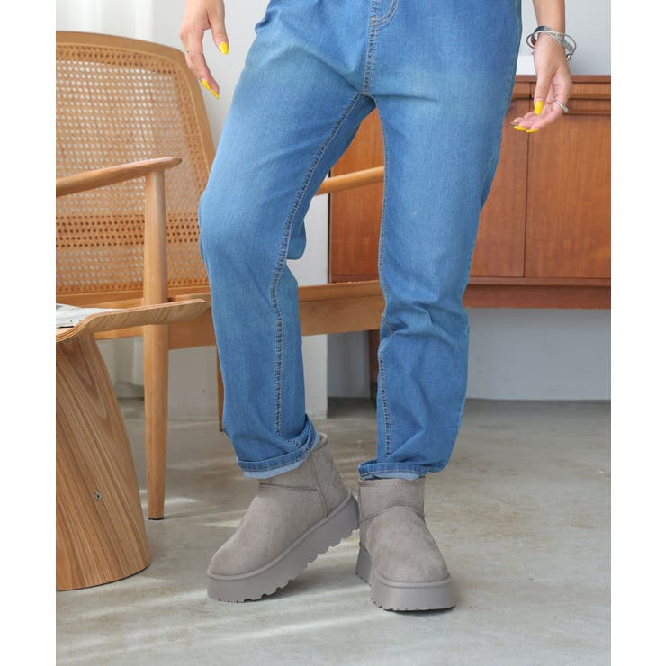 【24年秋冬再販】厚底ソール ボリュームファー ショート丈 ムートンブーツ | DEMETER | 詳細画像47 