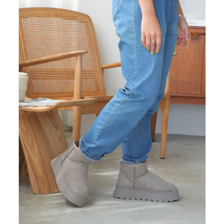 【24年秋冬再販】厚底ソール ボリュームファー ショート丈 ムートンブーツ | DEMETER | 詳細画像48 