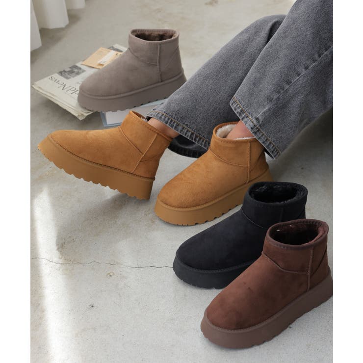 【24年秋冬再販】厚底ソール ボリュームファー ショート丈 ムートンブーツ | DEMETER | 詳細画像52 