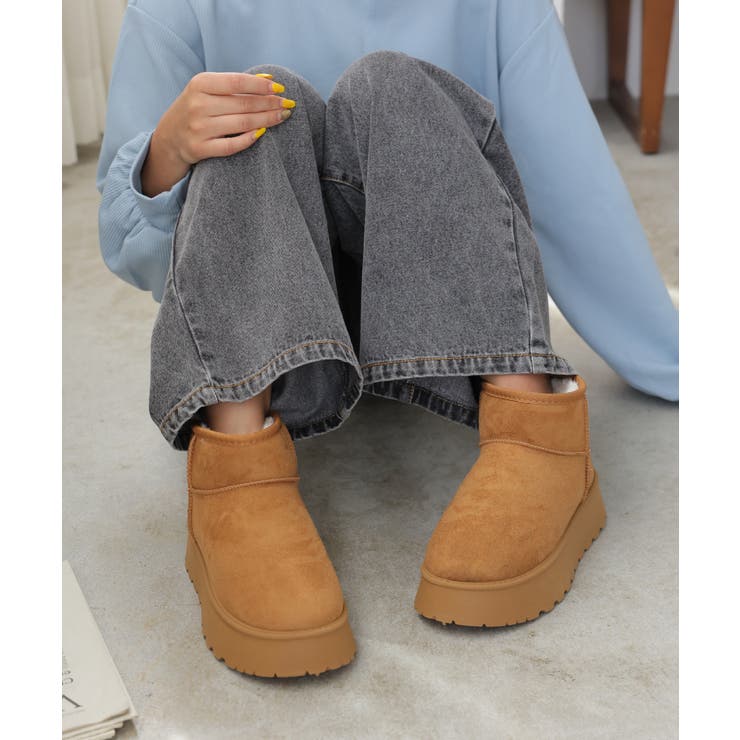 【24年秋冬再販】厚底ソール ボリュームファー ショート丈 ムートンブーツ | DEMETER | 詳細画像53 