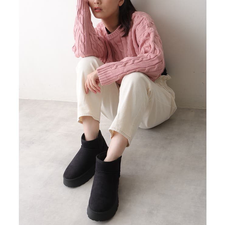 【24年秋冬再販】厚底ソール ボリュームファー ショート丈 ムートンブーツ | DEMETER | 詳細画像7 