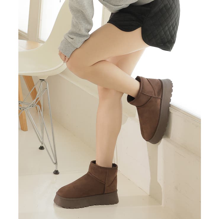 【24年秋冬再販】厚底ソール ボリュームファー ショート丈 ムートンブーツ | DEMETER | 詳細画像74 