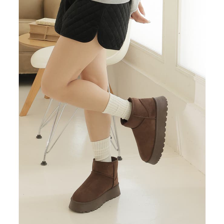 【24年秋冬再販】厚底ソール ボリュームファー ショート丈 ムートンブーツ | DEMETER | 詳細画像78 