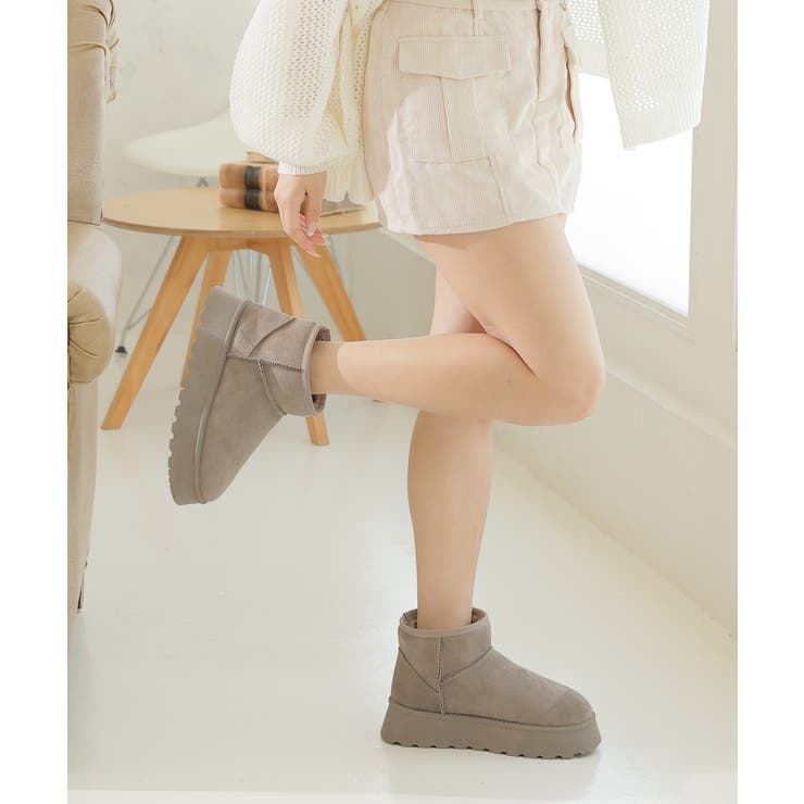 【24年秋冬再販】厚底ソール ボリュームファー ショート丈 ムートンブーツ | DEMETER | 詳細画像88 