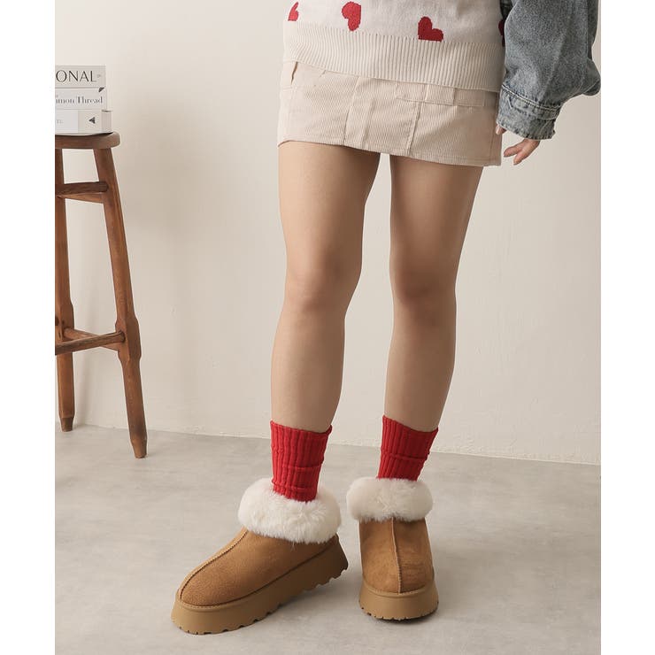 【24年秋冬新作】厚底ソール ボリュームファー アンクル丈 ムートンブーツ | DEMETER | 詳細画像64 