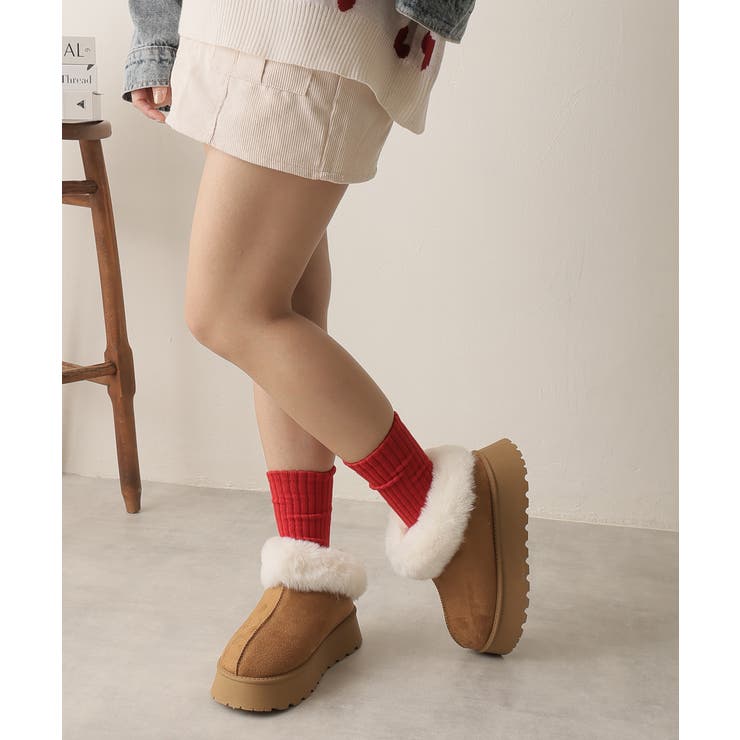 【24年秋冬新作】厚底ソール ボリュームファー アンクル丈 ムートンブーツ | DEMETER | 詳細画像65 