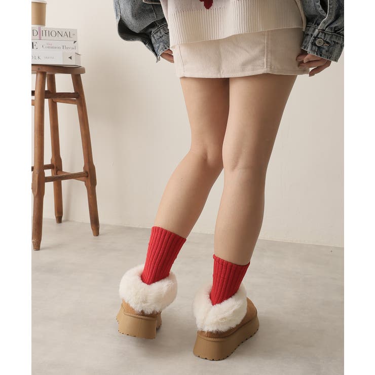 【24年秋冬新作】厚底ソール ボリュームファー アンクル丈 ムートンブーツ | DEMETER | 詳細画像66 