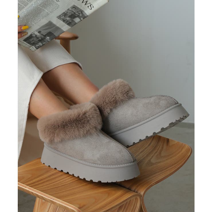 【24年秋冬新作】厚底ソール ボリュームファー アンクル丈 ムートンブーツ | DEMETER | 詳細画像76 