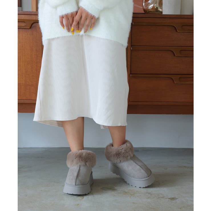 【24年秋冬新作】厚底ソール ボリュームファー アンクル丈 ムートンブーツ | DEMETER | 詳細画像77 