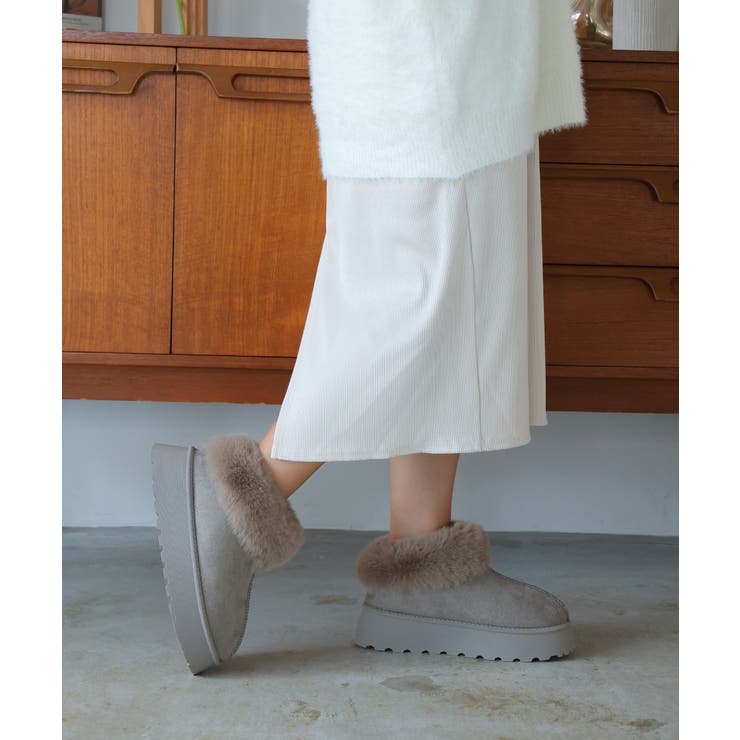 【24年秋冬新作】厚底ソール ボリュームファー アンクル丈 ムートンブーツ | DEMETER | 詳細画像78 