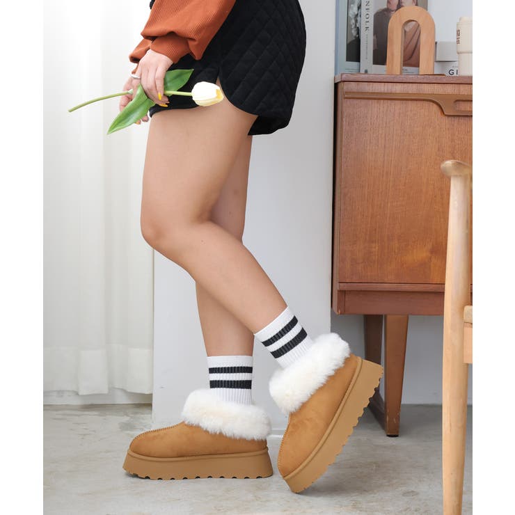 【24年秋冬新作】厚底ソール ボリュームファー アンクル丈 ムートンブーツ | DEMETER | 詳細画像84 