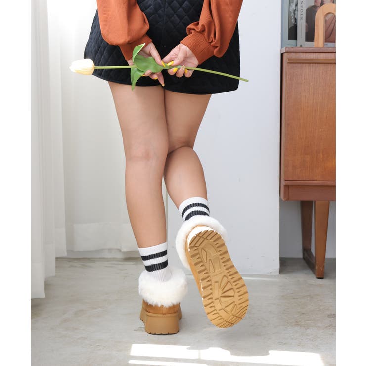 【24年秋冬新作】厚底ソール ボリュームファー アンクル丈 ムートンブーツ | DEMETER | 詳細画像85 