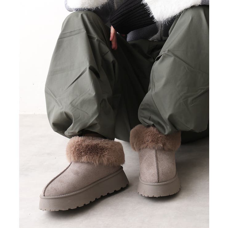 オーク | 【24年秋冬新作】厚底ソール ボリュームファー アンクル丈 ムートンブーツ | DEMETER