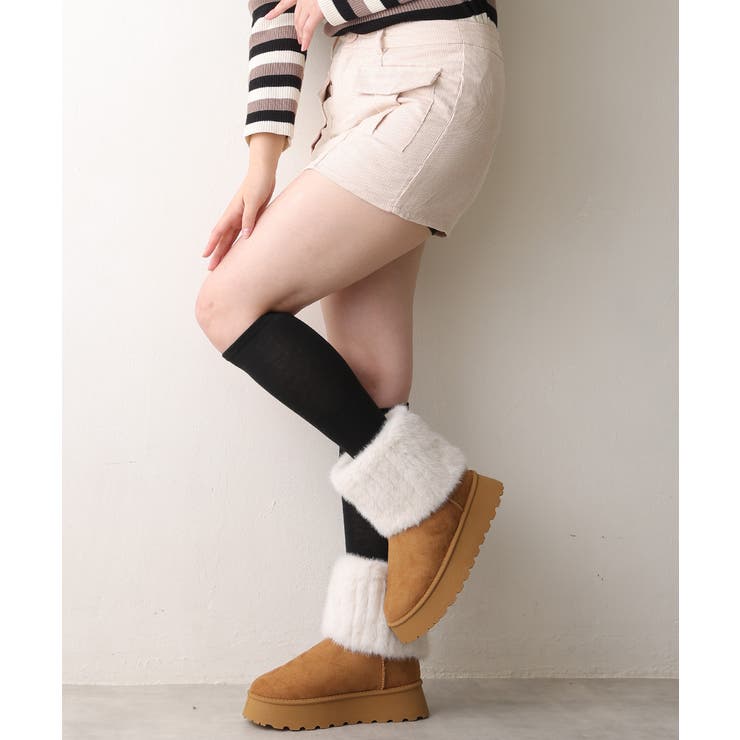 【25年秋冬新作】厚底 ファーカバー ミニ丈 ムートンブーツ | DEMETER | 詳細画像17 