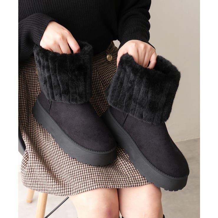 【25年秋冬新作】厚底 ファーカバー ミニ丈 ムートンブーツ | DEMETER | 詳細画像5 