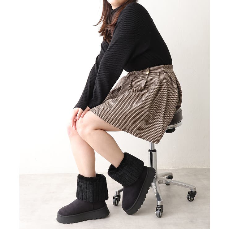 【25年秋冬新作】厚底 ファーカバー ミニ丈 ムートンブーツ | DEMETER | 詳細画像7 